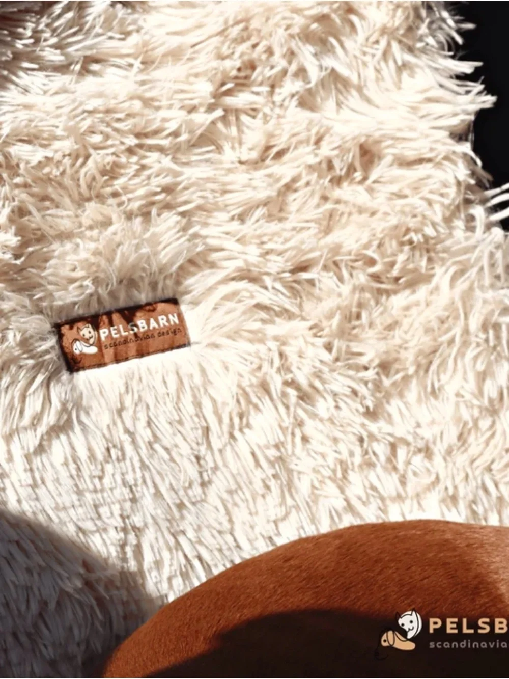 Pelsbarn Cream Shaggy Dog car seat Cover - Plush Travel Pad size Small